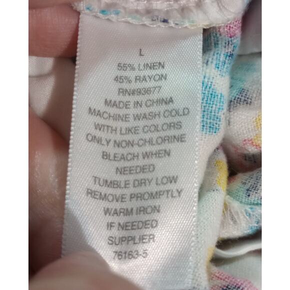 A.N.A Shorts‎ Womens Large Linen High Rise Elastic Waist Floral Pockets Summer - Picture 7 of 8